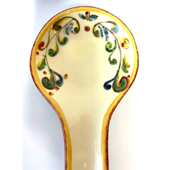 Sur La Table Spoon Rest Hand Painted Dishes Rustica Italy Earthenware Retired - Picture 3 of 8
